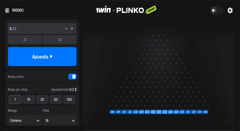 Ficha técnica del Plinko de BGaming
